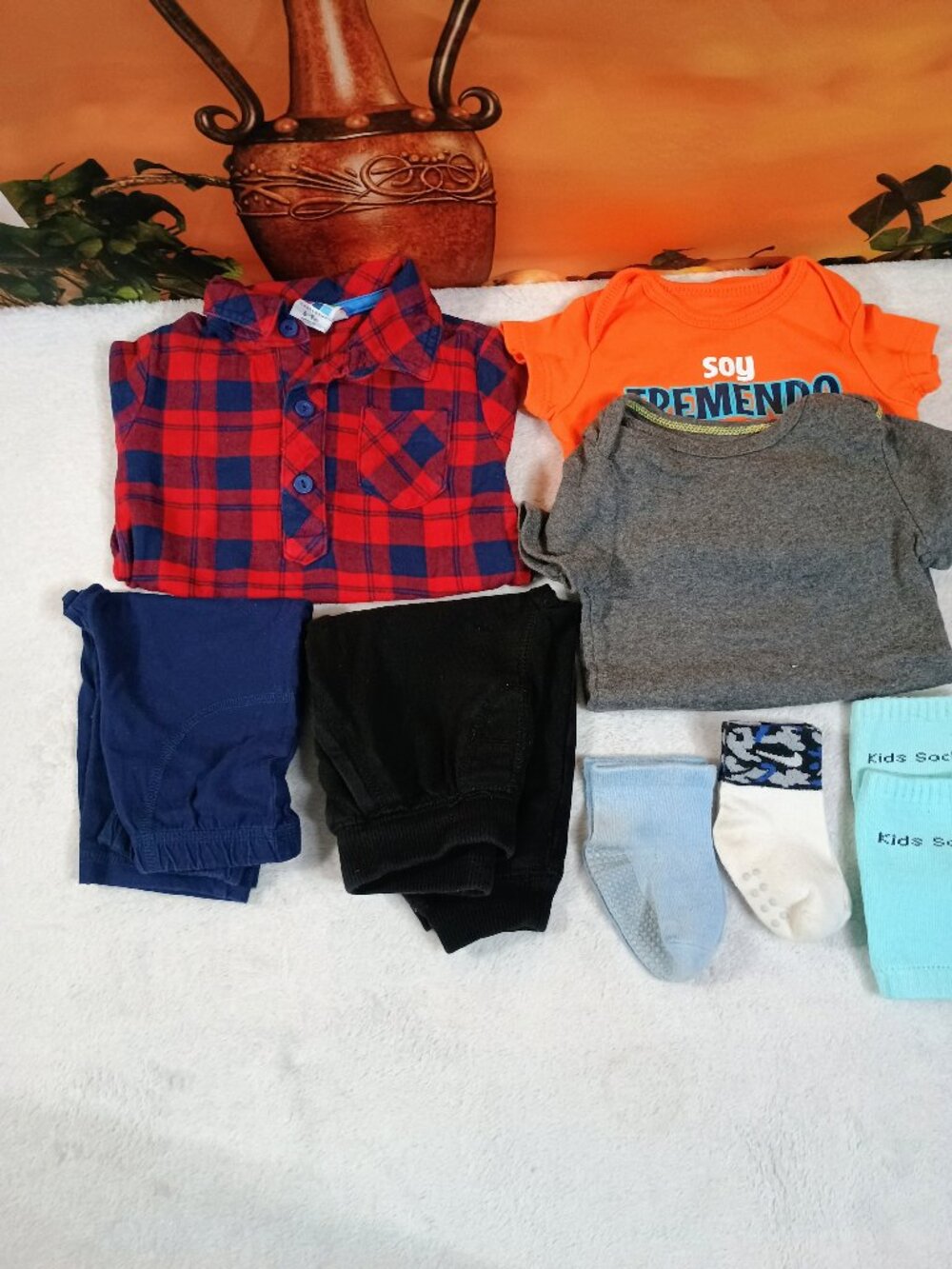 Bundle-8pc Healthtex, Cloud Island Sz 6-9M Blue|Orange Mix Match Baby Clothes
